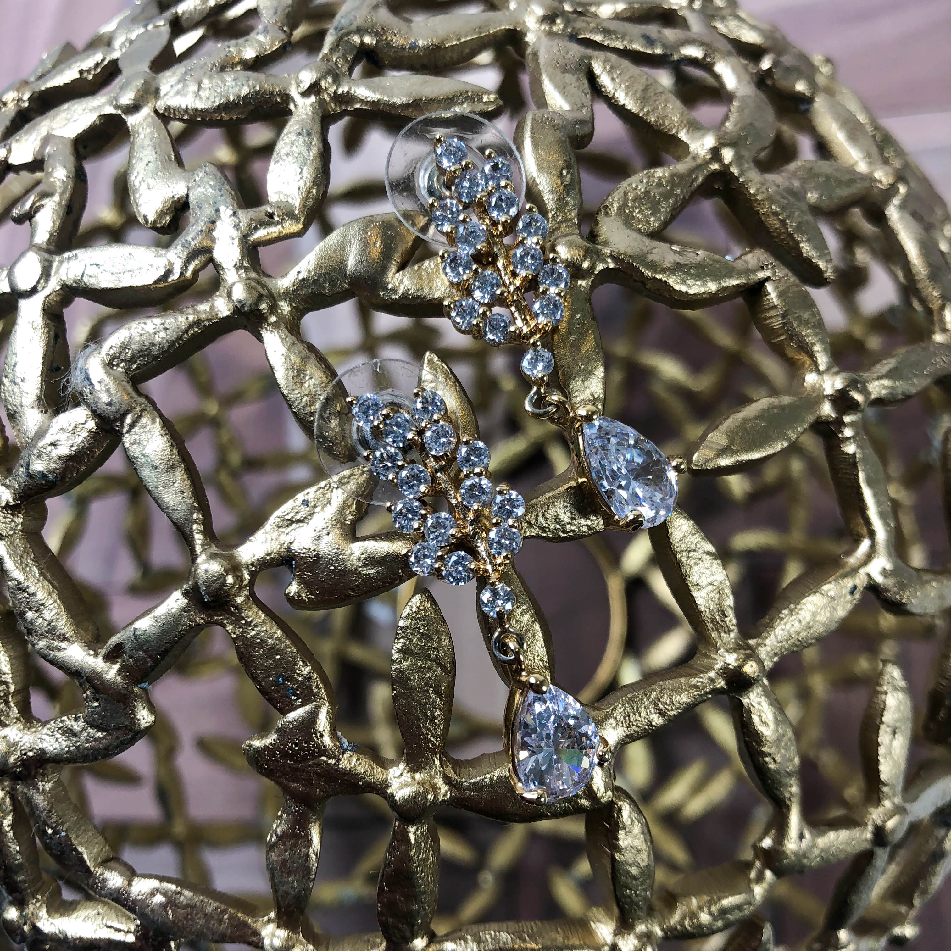 Sparkly Leaf Drop Earrings